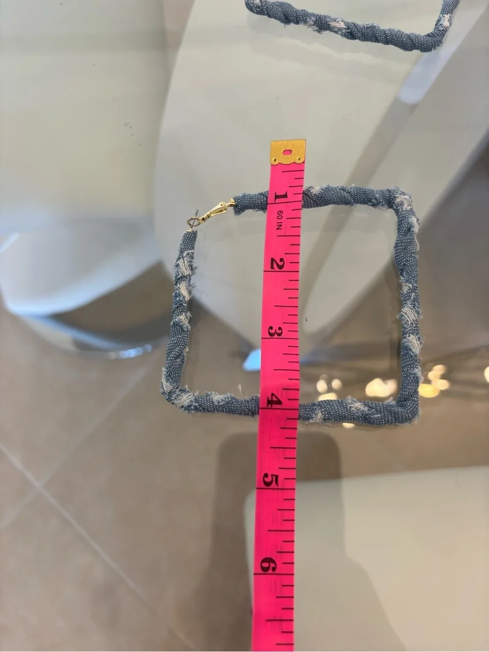Handmade Light Blue Braided Square Earrings - Unbranded